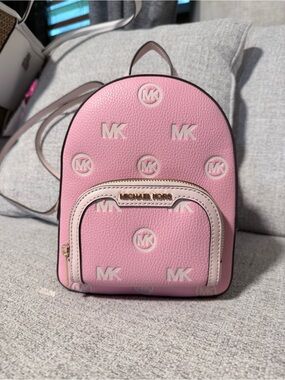 Michael Kors Pink Logo Pebbled Leather Mini Backpack